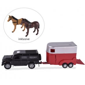 Hestetrailer med bil og 2 heste