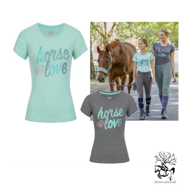  T-shirt  med skriften horse love "berlin" Gr eller Aqua