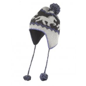 Karlslund - Strikket Uld hue med heste motiv.